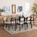 Baxton Studio Dannon Mid-Century Modern Cream Fabric and Black Finished Wood 7-Piece Dining Set - CS001C-Black/Cream-7PC Dining Set