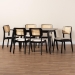 Baxton Studio Dannon Mid-Century Modern Cream Fabric and Black Finished Wood 7-Piece Dining Set - CS001C-Black/Cream-7PC Dining Set