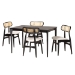 Baxton Studio Tarana Mid-Century Modern Cream Fabric and Black Finished Wood 5-Piece Dining Set