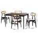 Baxton Studio Tarana Mid-Century Modern Cream Fabric and Black Finished Wood 5-Piece Dining Set - CS002C-Black/Cream-5PC Dining Set