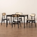 Baxton Studio Tarana Mid-Century Modern Cream Fabric and Black Finished Wood 5-Piece Dining Set - CS002C-Black/Cream-5PC Dining Set