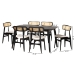 Baxton Studio Tarana Mid-Century Modern Cream Fabric and Black Finished Wood 7-Piece Dining Set - CS002C-Black/Cream-7PC Dining Set