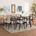 Baxton Studio Tarana Mid-Century Modern Cream Fabric and Black Finished Wood 7-Piece Dining Set - CS002C-Black/Cream-7PC Dining Set