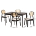 Baxton Studio Darrion Mid-Century Modern Cream Fabric and Black Finished Wood 5-Piece Dining Set - CS004C-Black/Cream-5PC Dining Set