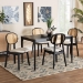Baxton Studio Darrion Mid-Century Modern Cream Fabric and Black Finished Wood 5-Piece Dining Set - CS004C-Black/Cream-5PC Dining Set