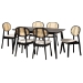 Baxton Studio Darrion Mid-Century Modern Cream Fabric and Black Finished Wood 7-Piece Dining Set