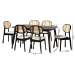 Baxton Studio Darrion Mid-Century Modern Cream Fabric and Black Finished Wood 7-Piece Dining Set - CS004C-Black/Cream-7PC Dining Set