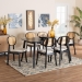 Baxton Studio Darrion Mid-Century Modern Cream Fabric and Black Finished Wood 7-Piece Dining Set - CS004C-Black/Cream-7PC Dining Set
