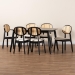 Baxton Studio Darrion Mid-Century Modern Cream Fabric and Black Finished Wood 7-Piece Dining Set - CS004C-Black/Cream-7PC Dining Set