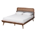 Baxton Studio Irina Mid-Century Modern Grey Fabric and Ash Walnut Finished Wood King Size Platform Bed