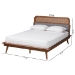 Baxton Studio Irina Mid-Century Modern Grey Fabric and Ash Walnut Finished Wood King Size Platform Bed - MG00874-Dark Grey/Ash Walnut-King
