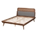 Baxton Studio Irina Mid-Century Modern Grey Fabric and Ash Walnut Finished Wood King Size Platform Bed - MG00874-Dark Grey/Ash Walnut-King
