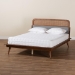 Baxton Studio Irina Mid-Century Modern Grey Fabric and Ash Walnut Finished Wood King Size Platform Bed - MG00874-Dark Grey/Ash Walnut-King