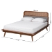 Baxton Studio Irina Mid-Century Modern Grey Fabric and Ash Walnut Finished Wood King Size Platform Bed - MG00874-Dark Grey/Ash Walnut-King