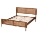 Baxton Studio Gardwin Mid-Century Modern Ash Walnut Finished Wood Queen Size Platform Bed - MG0089-Ash Walnut Rattan-Queen