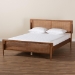 Baxton Studio Gardwin Mid-Century Modern Ash Walnut Finished Wood Queen Size Platform Bed - MG0089-Ash Walnut Rattan-Queen
