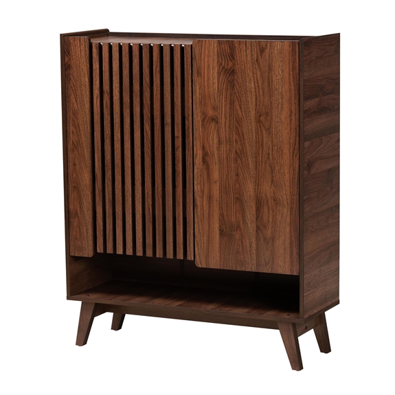 Baxton Studio Paricia Mid-Century Modern Walnut Brown Finished Wood Shoe Cabinet