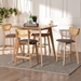Baxton Studio Dannell Mid-Century Modern Grey Fabric and Natural Oak Finished Wood 5-Piece Pub Set - CS003P-Natural Oak/Light Grey-5PC Pub Set