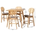 Baxton Studio Darrion Mid-Century Modern Grey Fabric and Natural Oak Finished Wood 5-Piece Pub Set - CS004P-Natural Oak/Light Grey-5PC Pub Set