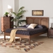 Baxton Studio Blossom Classic and Traditional Ash Walnut Finished Wood and Rattan King Size Platform Bed - MG0084-Ash Walnut Rattan-King