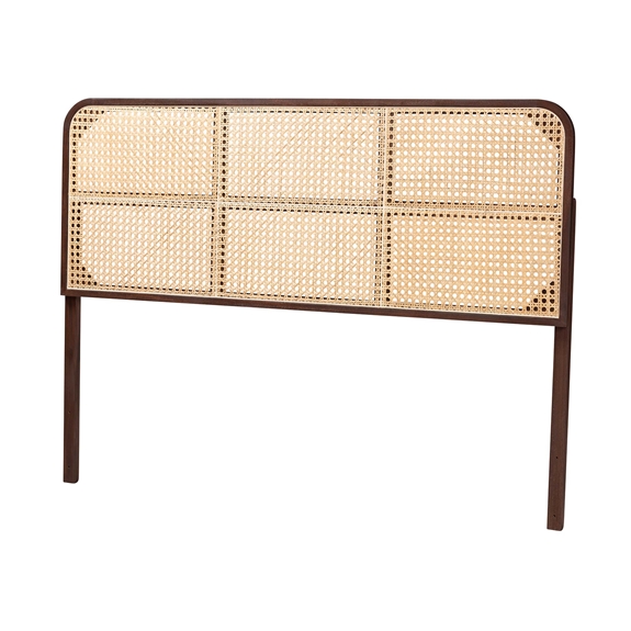 Baxton Studio Sherwin Mid-Century Modern Light Brown and Black 1-Drawer End Table with Woven Rattan Accent