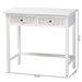 Baxton Studio Yelena Classic and Traditional White Finished Wood 2-Drawer Console Table - JY23A005-Wooden-Console Table