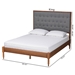 Baxton Studio Odeya Classic and Traditional Grey Fabric and Walnut Brown Finished Wood Queen Size Platform Bed - MG9765/0012-Queen