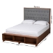 Baxton Studio Jalie Classic Transitional Grey Fabric and Walnut Brown Finished Wood King Size Platform Storage Bed - MG9765/6001-1S-King