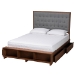 Baxton Studio Jalie Classic Transitional Grey Fabric and Walnut Brown Finished Wood King Size Platform Storage Bed - MG9765/6001-1S-King