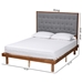 Baxton Studio Bellini Classic and Traditional Grey Fabric and Walnut Brown Finished Wood Queen Size Platform Bed - MG9765/0082S-Queen