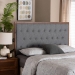 Baxton Studio Harumi Classic and Traditional Grey Fabric and Walnut Brown Finished Wood King size Headboard - MG9765-Dark Grey/Walnut-HB-King