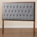 Baxton Studio Harumi Classic and Traditional Grey Fabric and Walnut Brown Finished Wood King size Headboard - MG9765-Dark Grey/Walnut-HB-King