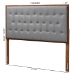 Baxton Studio Harumi Classic and Traditional Grey Fabric and Walnut Brown Finished Wood King size Headboard - MG9765-Dark Grey/Walnut-HB-King