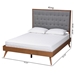 Baxton Studio Dericia Classic and Traditional Grey Fabric and Walnut Brown Finished Wood Queen Size Platform Bed - MG9765/9704-Queen