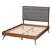 Baxton Studio Dericia Classic and Traditional Grey Fabric and Walnut Brown Finished Wood King Size Platform Bed - MG9765/9704-King