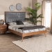 Baxton Studio Dericia Classic and Traditional Grey Fabric and Walnut Brown Finished Wood King Size Platform Bed - MG9765/9704-King