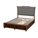 Baxton Studio Irena Classic Transitional Grey Fabric and Walnut Brown Finished Wood King Size Platform Storage Bed - MG9766/6001-1S-King