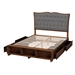 Baxton Studio Irena Classic Transitional Grey Fabric and Walnut Brown Finished Wood King Size Platform Storage Bed - MG9766/6001-1S-King