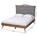Baxton Studio Hawthorn Classic and Traditional Grey Fabric and Walnut Brown Finished Wood Queen Size Platform Bed - MG9766/9704-Walnut-Queen