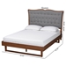 Baxton Studio Padilla Classic and Traditional Grey Fabric and Walnut Brown Finished Wood Queen Size Platform Bed - MG9766/97043-Walnut-Queen