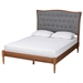 Baxton Studio Randalin Classic and Traditional Grey Fabric and Walnut Brown Finished Wood Queen Size Platform Bed