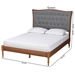 Baxton Studio Randalin Classic and Traditional Grey Fabric and Walnut Brown Finished Wood Queen Size Platform Bed - MG9767/0012-Queen