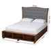 Baxton Studio Kalare Classic Transitional Grey Fabric and Walnut Brown Finished Wood King Size Platform Storage Bed - MG9767/6001-1S-King