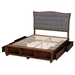 Baxton Studio Kalare Classic Transitional Grey Fabric and Walnut Brown Finished Wood Queen Size Platform Storage Bed - MG9767/6001-1S-Queen