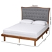 Baxton Studio Valonia Classic and Traditional Grey Fabric and Walnut Brown Finished Wood King Size Platform Bed - MG9767/0082S-King
