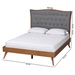 Baxton Studio Malle Classic and Traditional Grey Fabric and Walnut Brown Finished Wood Queen Size Platform Bed - MG9767/9704-Queen