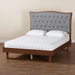 Baxton Studio Sereno Classic and Traditional Grey Fabric and Walnut Brown Finished Wood Queen Size Platform bed - MG9767-/97043-Queen