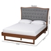 Baxton Studio Sereno Classic and Traditional Grey Fabric and Walnut Brown Finished Wood Queen Size Platform bed - MG9767-/97043-Queen