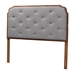 Baxton Studio Shanti Classic and Traditional Grey Fabric and Walnut Brown Finished Wood Queen Size Headboard