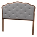Baxton Studio Leandra Classic and Traditional Grey Fabric and Walnut Brown Finished Wood Queen Size Headboard